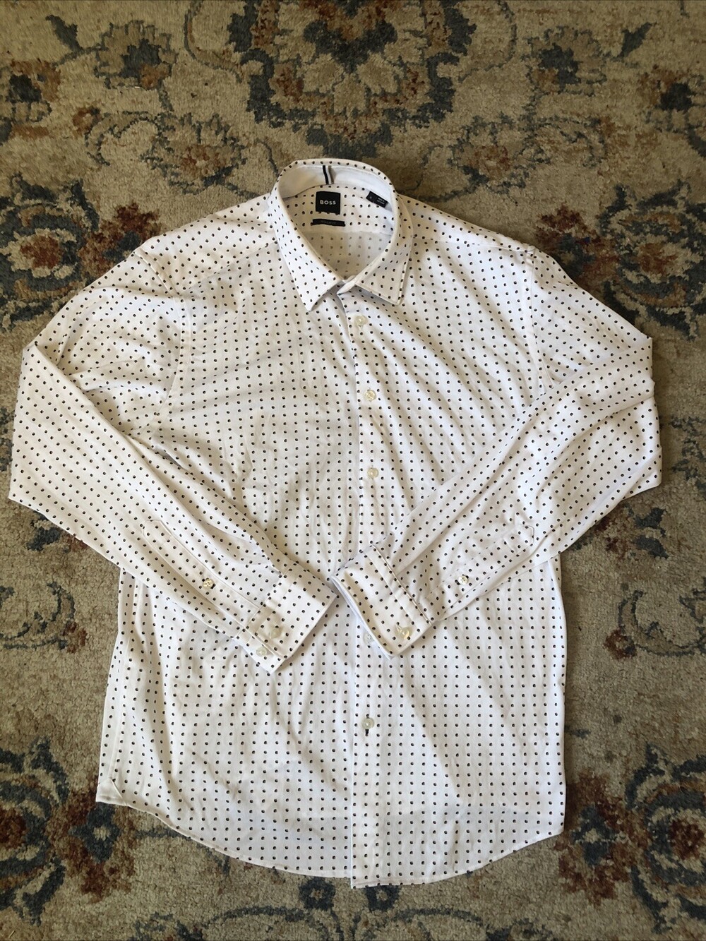 Mens HUGO BOSS Long Sleeve Button Up Shirt Acorn All Over Print XL Designer